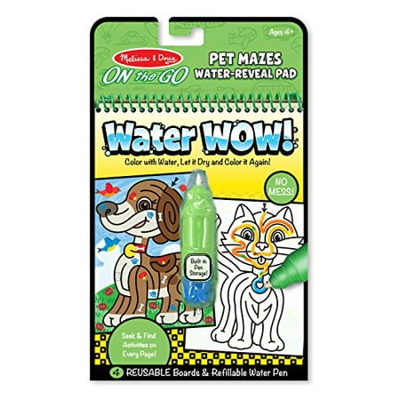 Jungle Activity Pad Reusable Water-Reveal Coloring Book, Refillable Water Pen Melissa & Doug On The Go Water Wow 